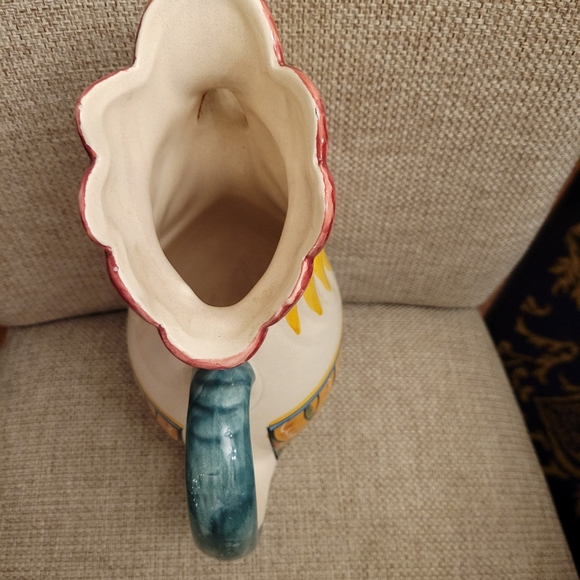 Vintage Delruta Hand Painted "Good Luck" Rooster Water Pitcher - Picture 5 of 6